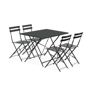 Ensemble table et chaise de jardin Salon de jardin bistrot pliable - Emilia rectangul