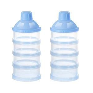 CONSERVATION REPAS 2 Pièces Doseur de lait,Boîte à Collations de lait, 4 Compartiments Portable Lait en Poudre pour bébé Cas, Boîte à de lait  (Bleu)