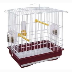 CAGE Petite cage oiseaux - 2 mangeoires, 2 perchoirs, 1