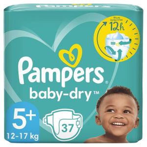 COUCHE PAMPERS Baby-Dry Taille 5+ - 37 Couches