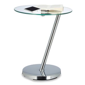 TABLE BASSE Relaxdays Table d'appoint ronde verre clair table 