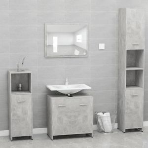 MEUBLE BAS COMMODE SDB Best choix| Ensemble de meubles de salle de bain Gris béton Aggloméré Haut Gamme®FLXXNO®