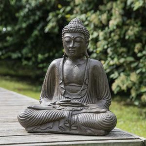 STATUE - STATUETTE Statue bouddha assis position offrande brun 42 cm