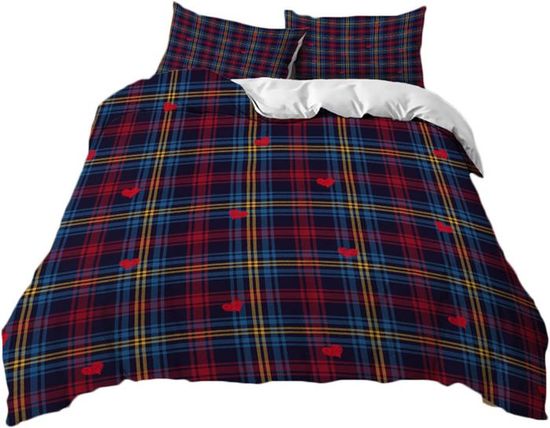 Mateju Sets De Housse De Couette Adulte Enfant, 3D Tartan Parure De Lit