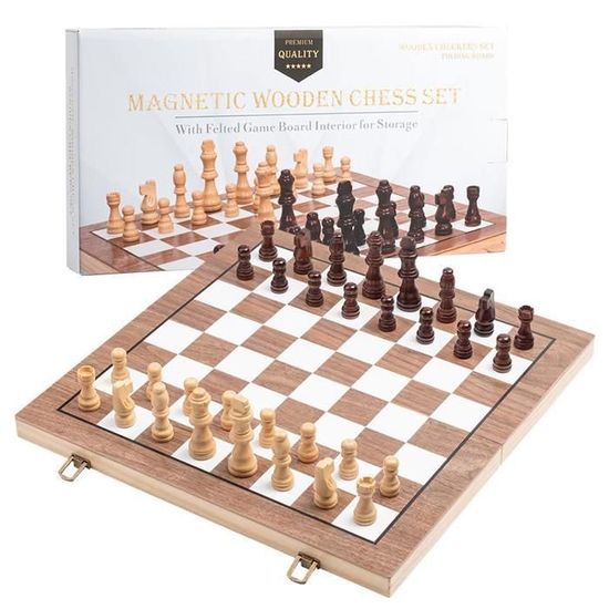 ASNEY Jeu D'Échecs Magnétique Amélioré, Jeu D'Échecs en Bois De Tournoi De 15 Staunton avec Pièce D'Échecs Artisanale Et Emplacements De Rangement pour Enfants Adultes - Regles de jeux ASNEY Jeu D'Échecs Magnétique Amélioré, Jeu D'Échecs en Bois De Tournoi De 15 Staunton avec Pièce D'Échecs Artisanale Et Emplacements De Rangement pour Enfants Adultes - Regles de jeux