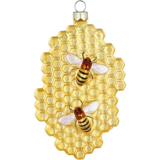 Décoration de sapin de Noël en verre 10 cm nid d'abeille avec