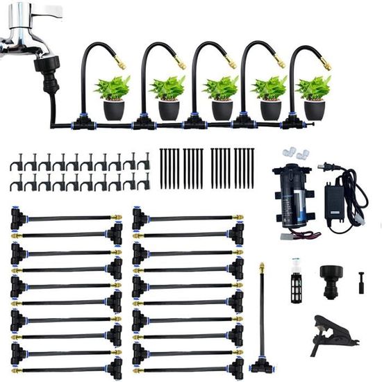 Système De Brumisateur Extérieur Avec Pompe 12V - Kit Refroidissement Patio Jardin Et Piscine