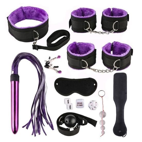 Kit Accessoires BDSM 15 Pièces - Noir Similicuir - LOVE AND VIBES - Neuf - Pour Homme Et Femme