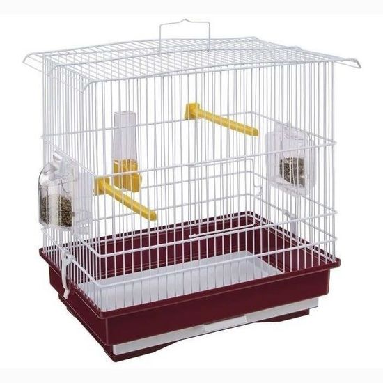 Petite cage oiseaux - 2 mangeoires, 2 perchoirs, 1 abreuvoir - FERPLAST