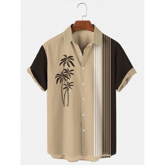 Chemise hawaïenne pour homme à manches courtes, boutonnée
