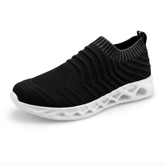 Chaussures De Course En Maille Respirante - Semelle Souple Antidérapante, Légères, Avec Lacets - Pour Running, Sport, Marche, Couleur Unie - 11