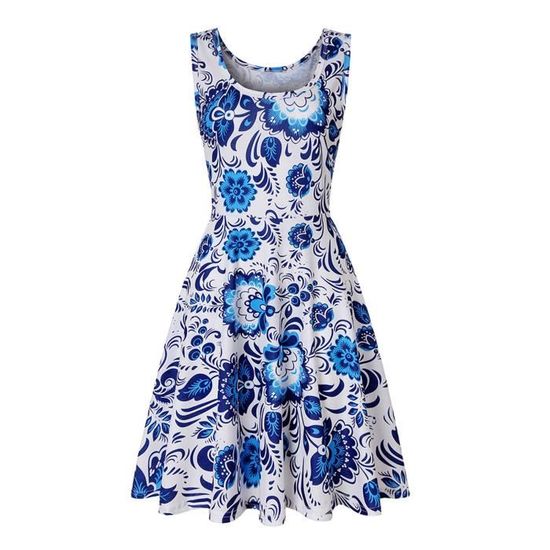 Robe Mi-longue Imprimée à Manches Longues Et Col En V Multicolore