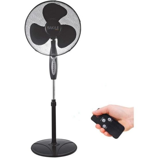Bakaji Ventilateur colonne sur pied en acier inoxydable Puissance 50 W Diamètre Pale 40 cm 3 vitesses Sélectionnables Hauteur réglable 130 cm Rotation horizontale Design moderne industriel (chromé