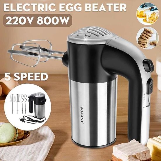 Batteur GENERIQUE Batteur à œufs électrique argent 800w haute puissance en acier  inoxydable alimentaire mélangeur pâte crème cuisine fouet de ​cuisson