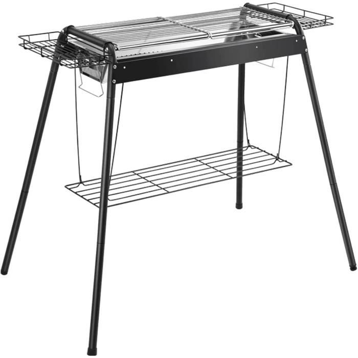 Grilles à charbon portables, grill de camping pliable en acier