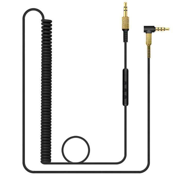 Câble De Remplacement Audio Yuhtech Pour Casque Marshall Major 2 II - Avec Micro, Télécommande Et Embouts Plaqué Or