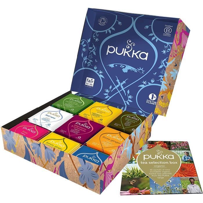 Pukka Coffret Sélection de Thés et d'infusions Biologiques Ayurvédiques Issus du Commerce Equitable 45 Sachets