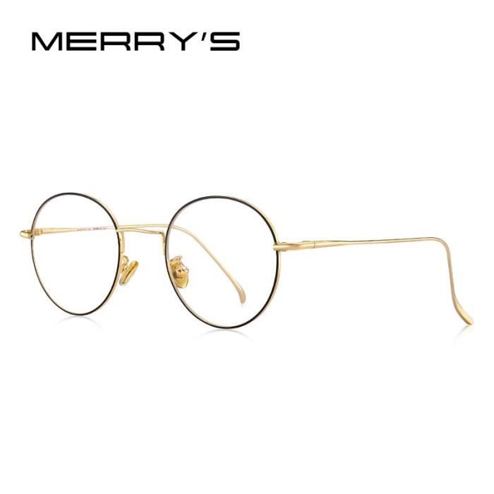 Montures de Lunettes de vue,MERRYS lunettes rondes pour femmes DESIGN tendance tendance, lunettes avec - Type C04 Black Gold