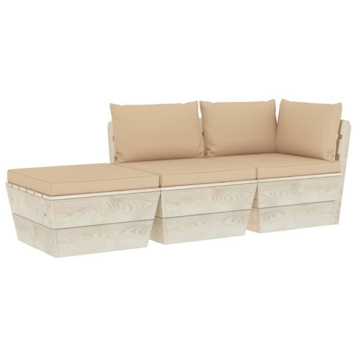 Magnifique Meuble de Jardin Palette 3 pcs Patio Terrasse Salon de Jardin avec coussins Épicéa imprégné-3541