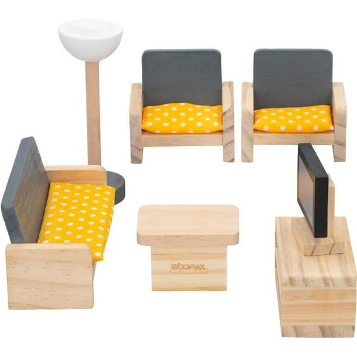 WOOMAX - Ensemble de meubles salon pour maison de poupée en bois
