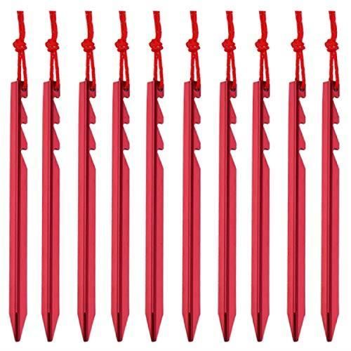 Piquets de Tente, 10 pièces Piquet de Fixation pour Sardines Piquet, pour Camping Randonnée Voyage Activités Extérieur - rouge
