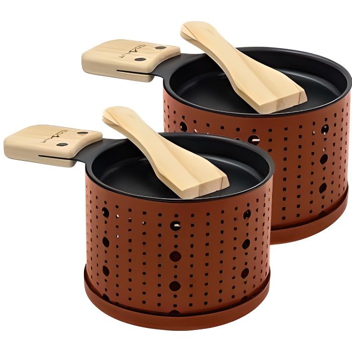 Cookut Set de 2 raclettes individuelles à la bougie Couleur Terracotta