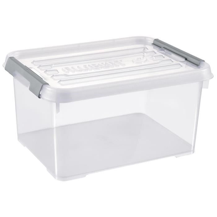 ALLIBERT Boîte de rangement Handy Plus - Clips gris - Couvercle transparent - 15 L