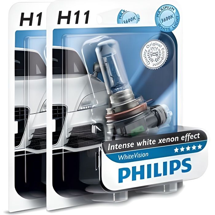 Pack 2 ampoules H11 Philips WhiteVision +60% 55W