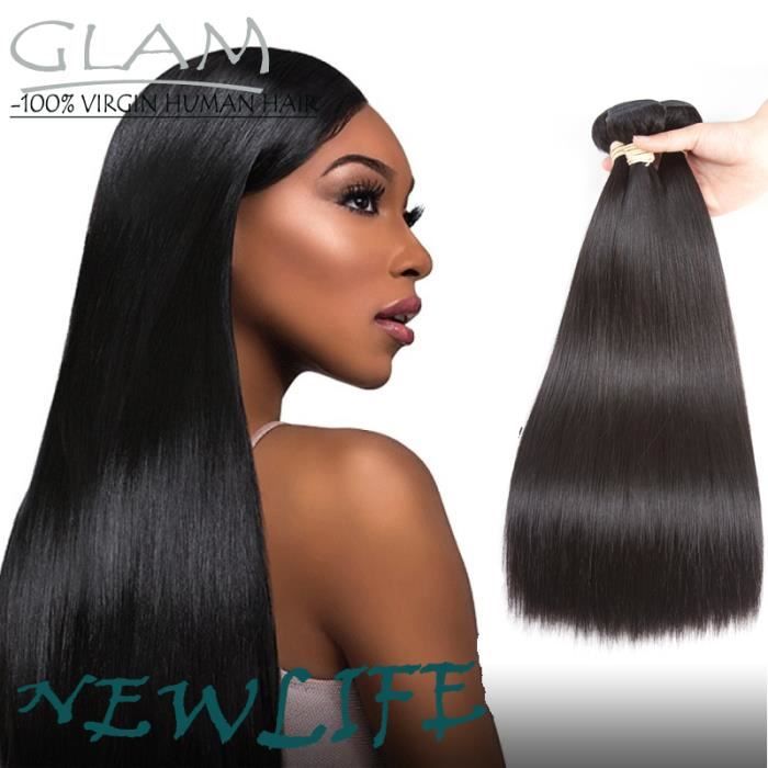 GLAM@ 3 Piece tissage Bresilien naturel lisse cheveux humains 12 14 16 Pouces,100g-piece