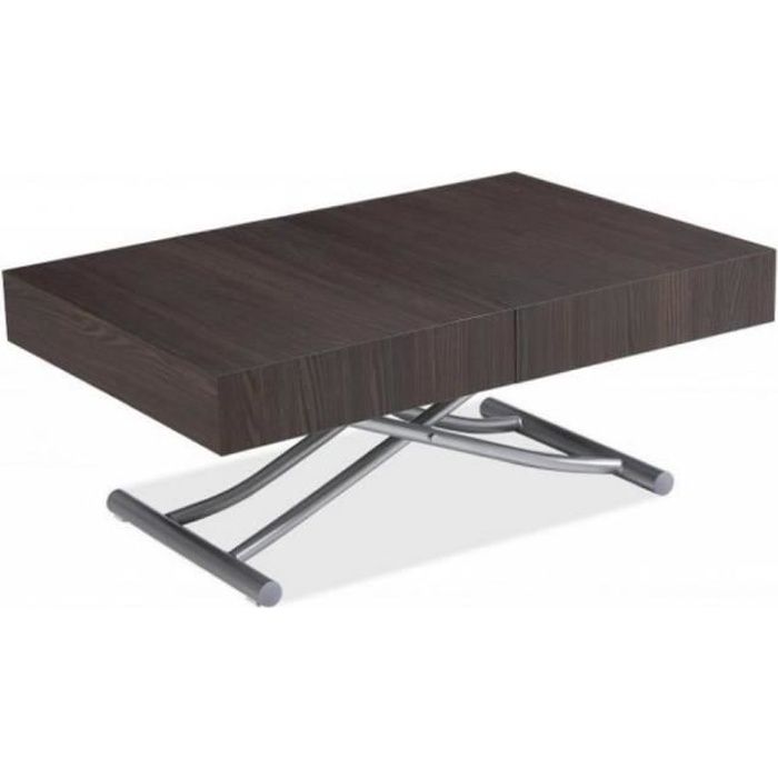 Table basse relevable extensible ALBATROS design marron Wengé Pied alu marron wengé Inside75