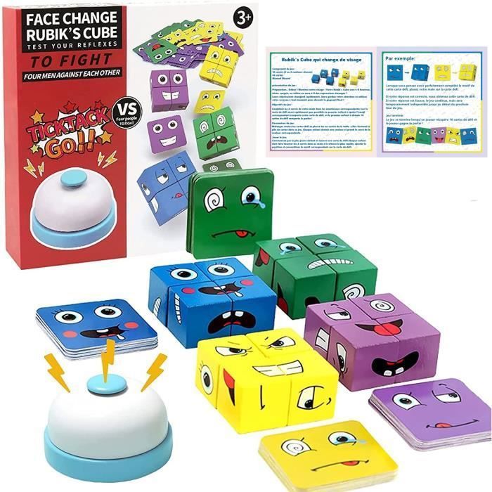 KENLUMO Jeu Puzzle De Expression Cubes en Bois, 16 Puzzles e