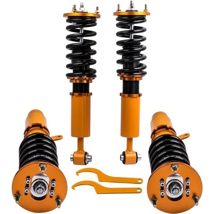 maXpeedingrods Kit de Combinés Filetés pour BMW E39 1996-2003 Réglable Suspension Coilover + Top Mount Amortisseur Suspension Spring