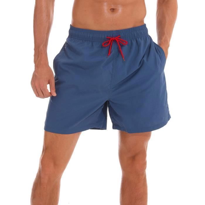 Short de Bain Homme, Short Homme étanche Séchage Rapide, Maillot de Bain Homme Doublure Filet Cordon de Serrage Réglable, Bleu