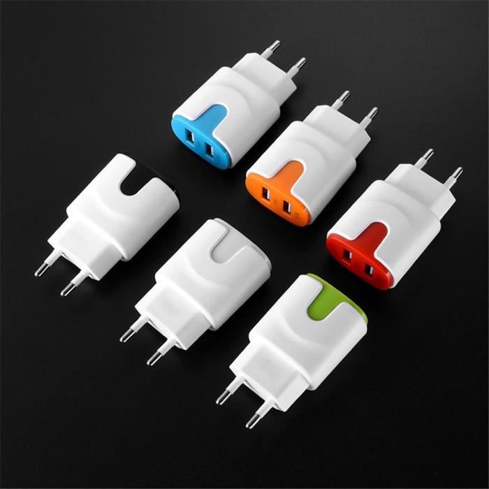 OEM - Adaptateur Secteur Couleur USB pour BLACKBERRY Key 2 Smartphone Tablette Double Prise Murale 2 Ports - couleur:ORANGE