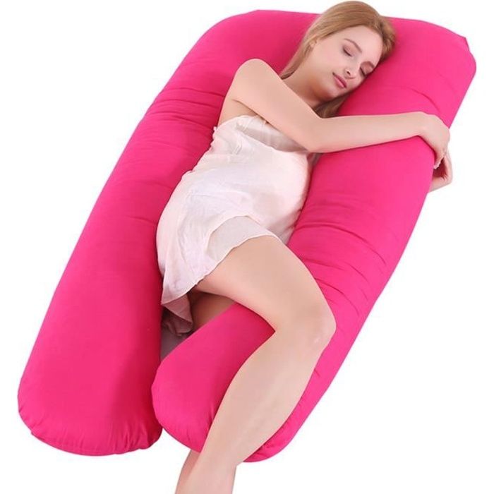 Coussin de Grossesse et Coussin d'allaitement - en Coton - Oreiller de Maternité Multifonctionn en Forme de U - 70 * 130cm - ROUGE