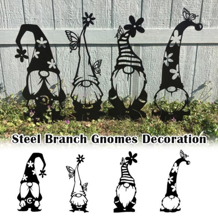 1 ensemble de décoration de branche en acier inoxydable mignon silhouette debout maison jardin cour décoration extérieure nouveau