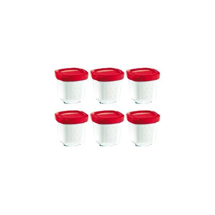 6 POTS YAOURT AVEC EGOUTTOIR pour yaourtieres SEB * Pour modèles: Multi Delices, Multi Delices Comp