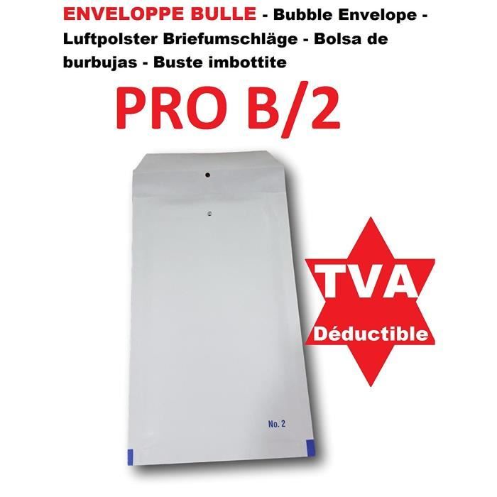 100 Enveloppe a Bulles blanche PRO B-2 120 x 215 mm (dimension pochette intérieure) type B2 enveloppe matelassé blanc 140 x 225