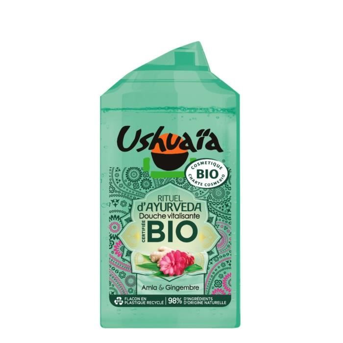 USHUAÏA Gel douche Bio Rituel d'Ayurveda - Parfum Amla et Gingembre - 250 ml
