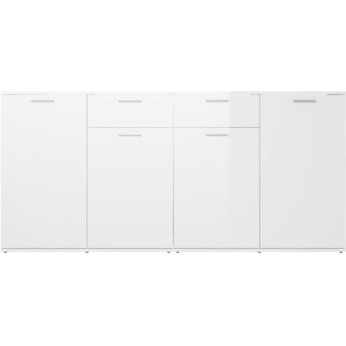 Buffet Blanc brillant 160x36x75 cm Aggloméré LVD