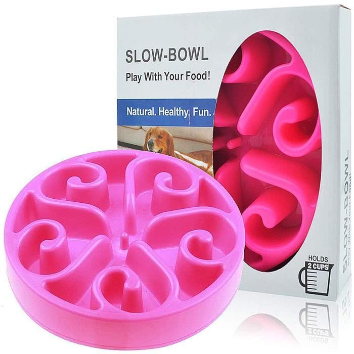 Gamelle antidérapante en Forme de Fleurs pour Animal Domestique - favorise Une Alimentation Saine et Une Digestion Lente（Rose）