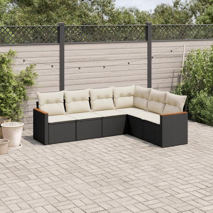 vidaXL Salon de jardin 6 pcs avec coussins Résine tressée ensemble de canapés d'extérieur canapé d'angle de jardin 3308162 - vue 4