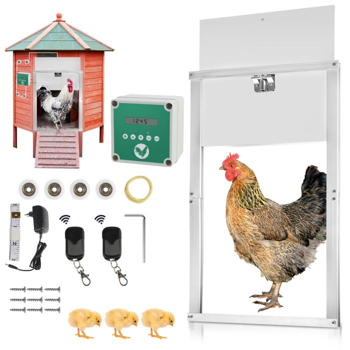Meilleurs prix pour Clanmacy Porte Poulailler Automatique en Alliage d'aluminium, avec Écran LCD, Commande de Minuterie, 30x30cmPOULAILLER