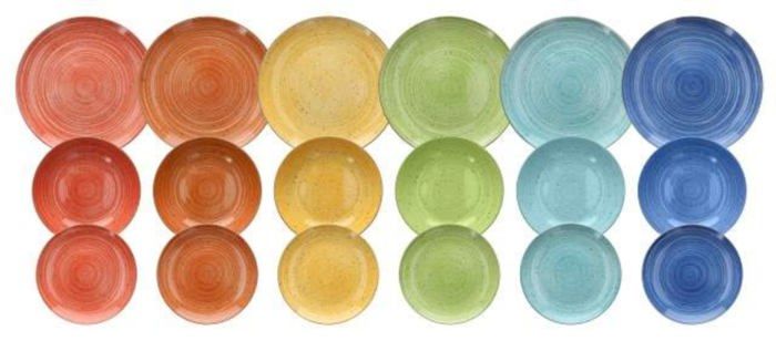 Service De Vaisselle Tognana Kaleido - 18 Pièces Pour 6 Personnes, Porcelaine, Multicolore, Lave-vaisselle Et Micro-ondes