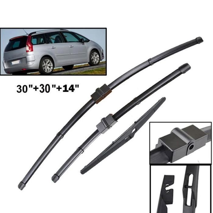 Essuie-Glaces QISUO Lot De 3 Pour Peugeot 206 (98-10) - Avant Et Arrière, Silencieux Et Efficaces
