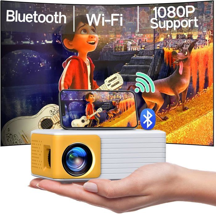 Mini Vidéoprojecteur Portable HD 1080P - WiFi, Bluetooth, Android 11, Correction Automatique, 40-150 Pouces