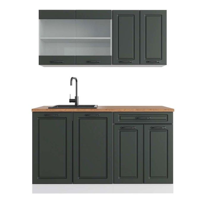 Bloc Cuisine Kitchenette Vicco Fame-Line Rustique 140 Cm - Anthracite/Blanc