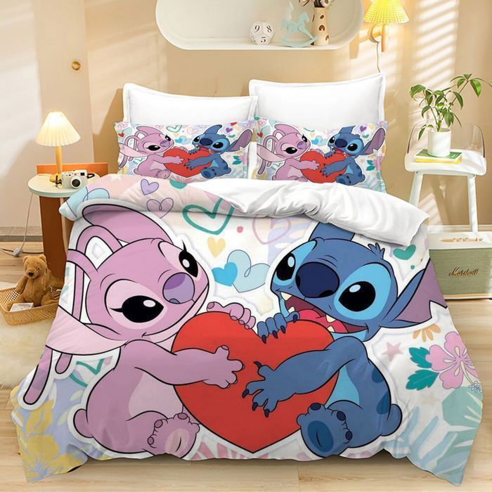 Housse De Couette 140x200 Cm Avec 2 Taies D'oreiller - Motif étoiles Et Lignes - En Microfibre Douce - Pour Enfants Et Ados