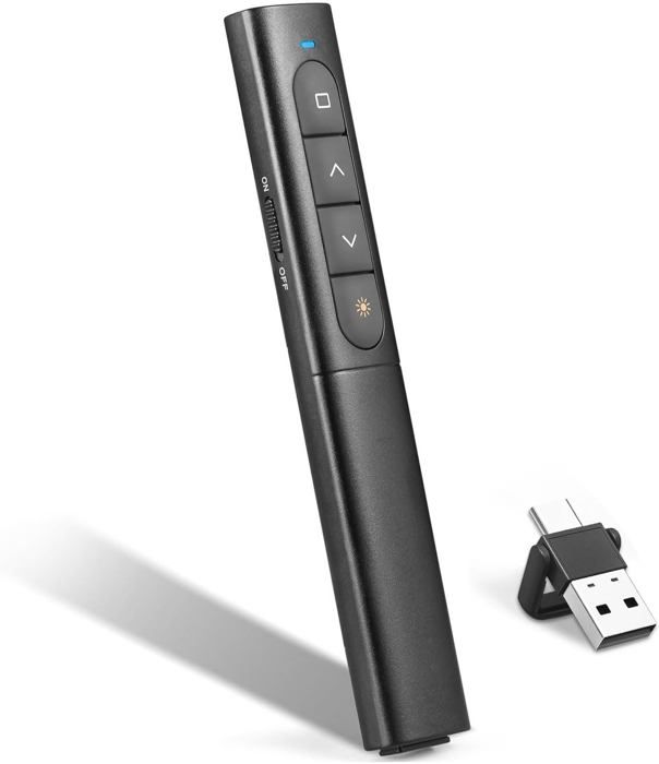 TOZKZO Télécommande Powerpoint 2 En 1 USB-C - Cliqueur Présentation Sans Fil 30M