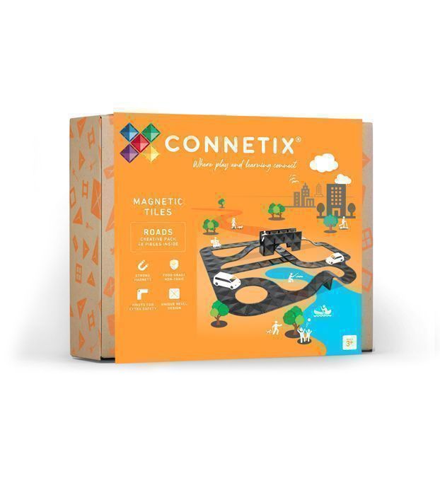 Carreaux Magnétiques - CONNETIX - CT-O-00048-CR - 48 Pièces - Noir - Créatif Routes